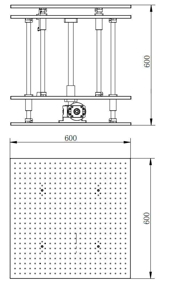 Mechanical Drawing of Motorized Linear Vertical Stage, Range of Travel 300 mm