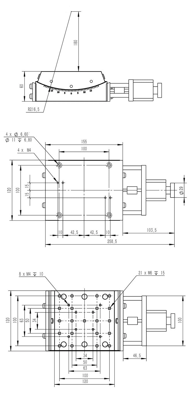 Motorized Goniometer Stage Dimmensions